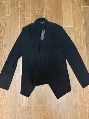 Lulu's Black Open Front Draped Blazer